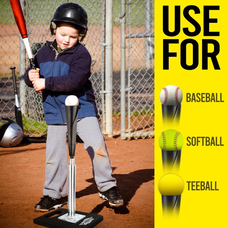 PLAYAPUT Baseball Batting Tee - Portablel Hitting Tee for Baseball/Softball with Handrolled Flexible Rubber Top, Premium Baseball Tee,Height Adjustable 24-46 inches for Kids or Adults| Easy Carrying - Image 5